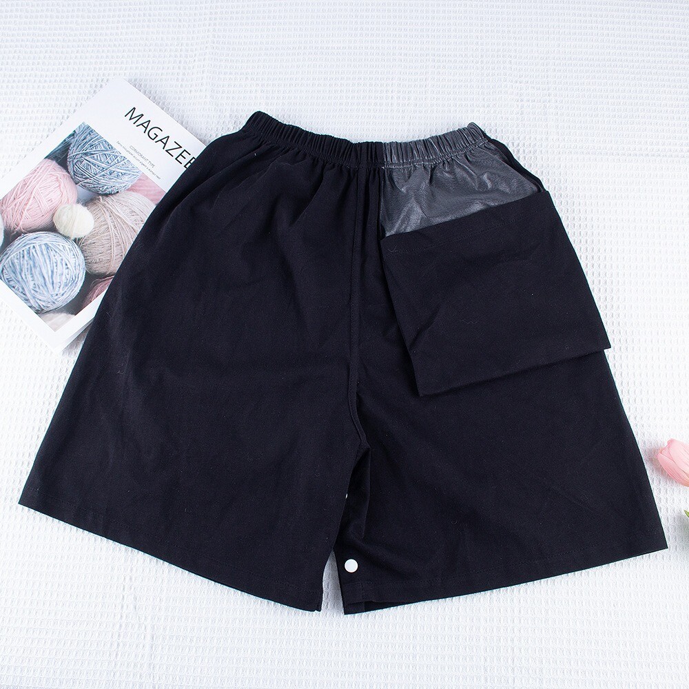 1PC Snap Fastener Easy on/off Washable Diaper Shorts Skirt w/Pocket Cotton Adult