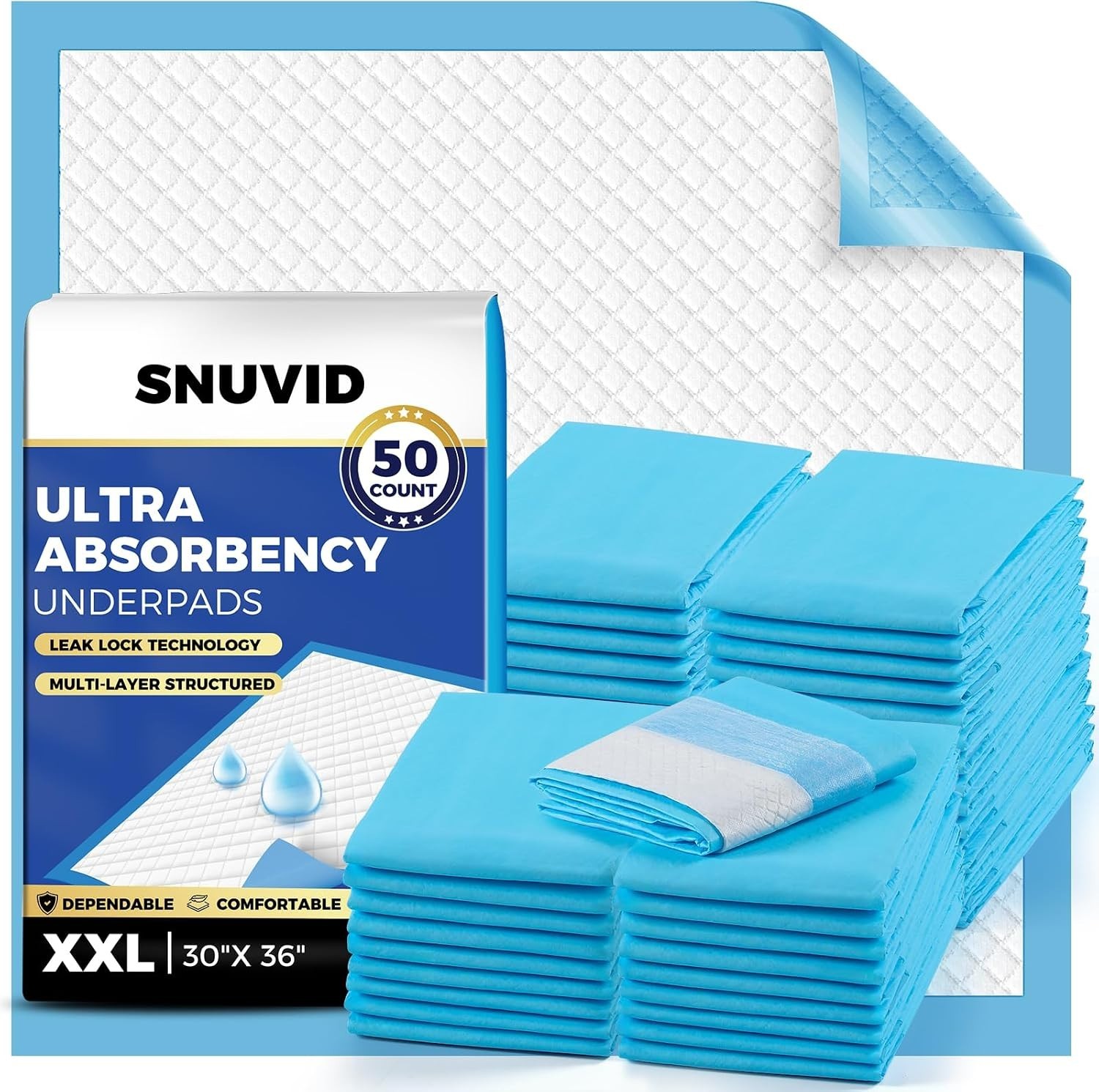 50 Pack XXL 30″x36″ Super Absorbent Disposable Underpads Bed Chux Pads