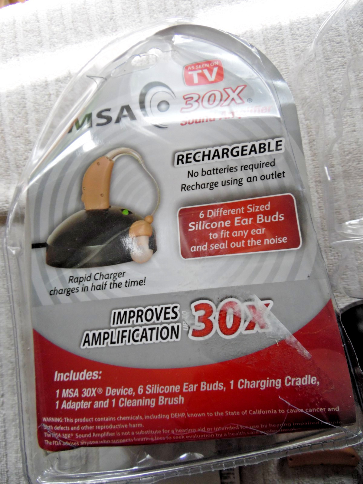 MSA 30X Sound Amplifier Rechargeable Silicone Ear Buds As Seen on TV NEW