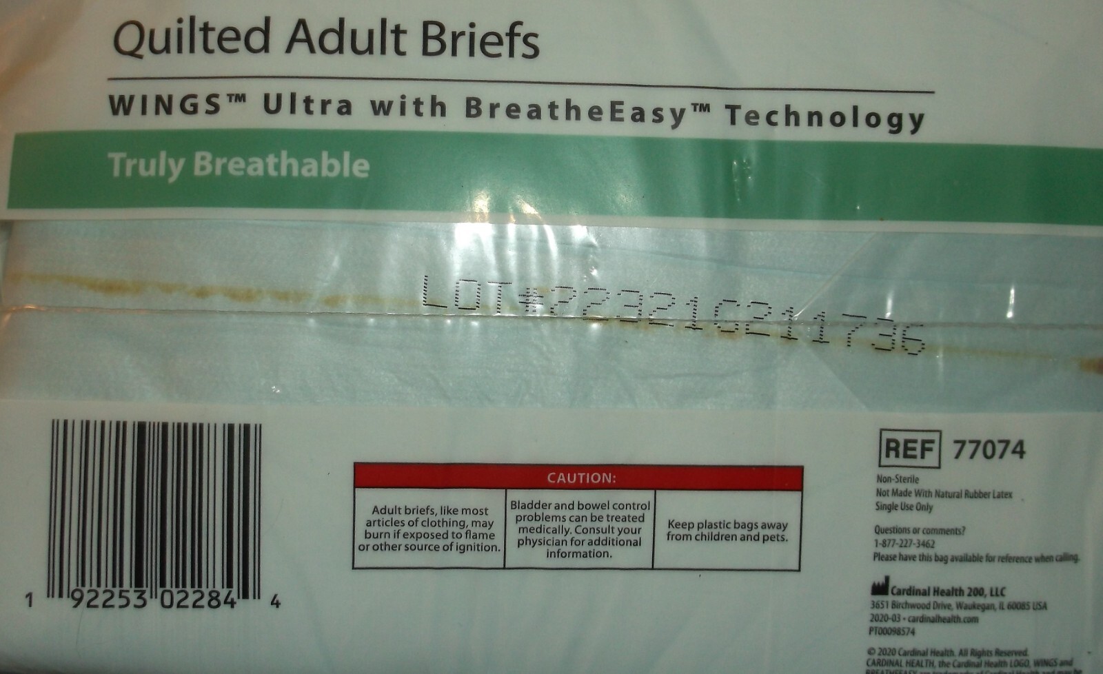 CARDINALHEALTH 18 CT ADULT DIAPERS LARGE 45 – 58 in WAIST EXTRA HEAVY WINGS NEW
