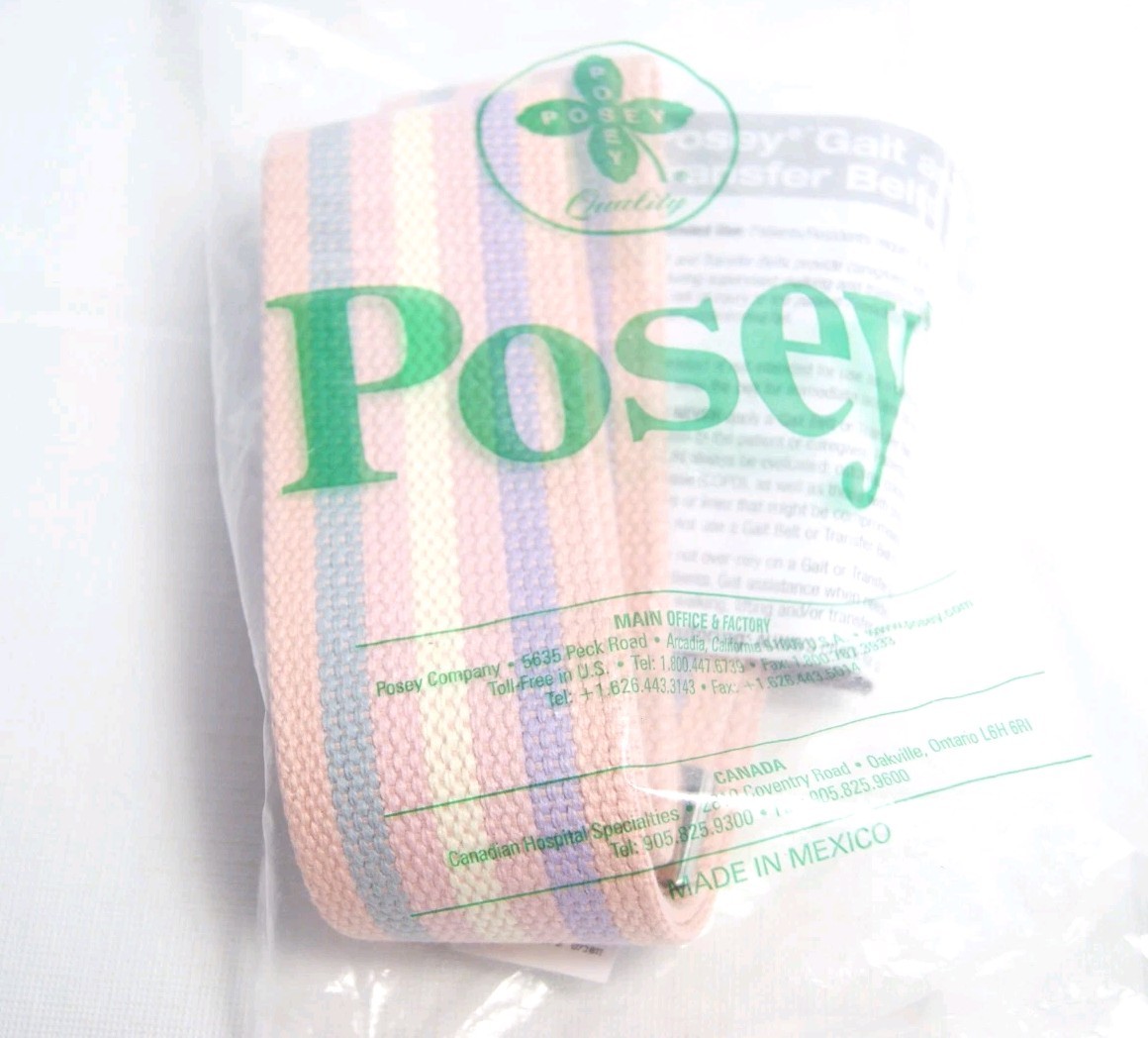 Posey Medical Transfer Gait Belt Pastel Bouquet Pattern Metal Buckle Cotton 6531