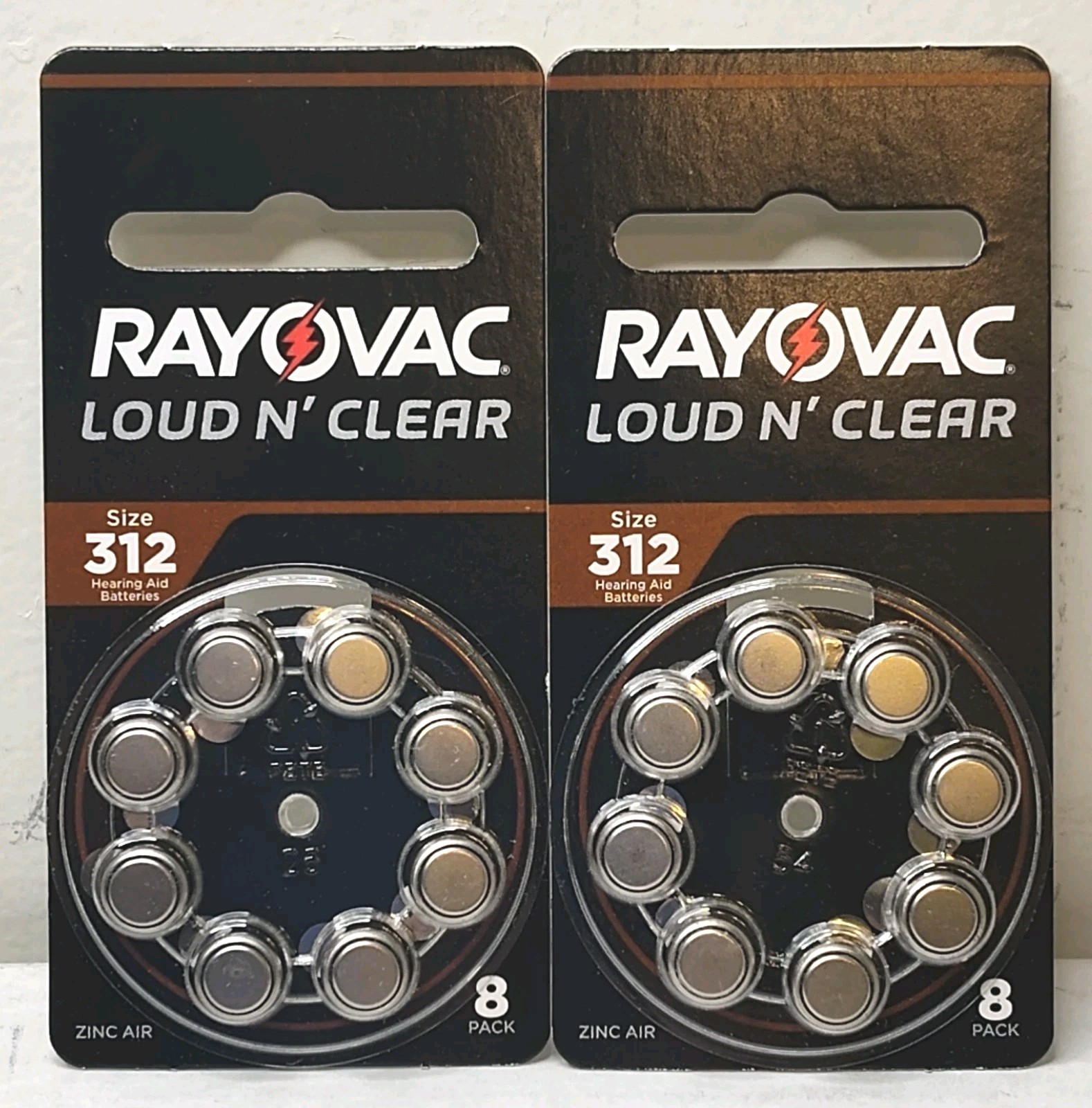 (2) Rayovac Size 312 Loud N’ Clear Hearing Aid Batteries New Sealed Exp Oct 2027