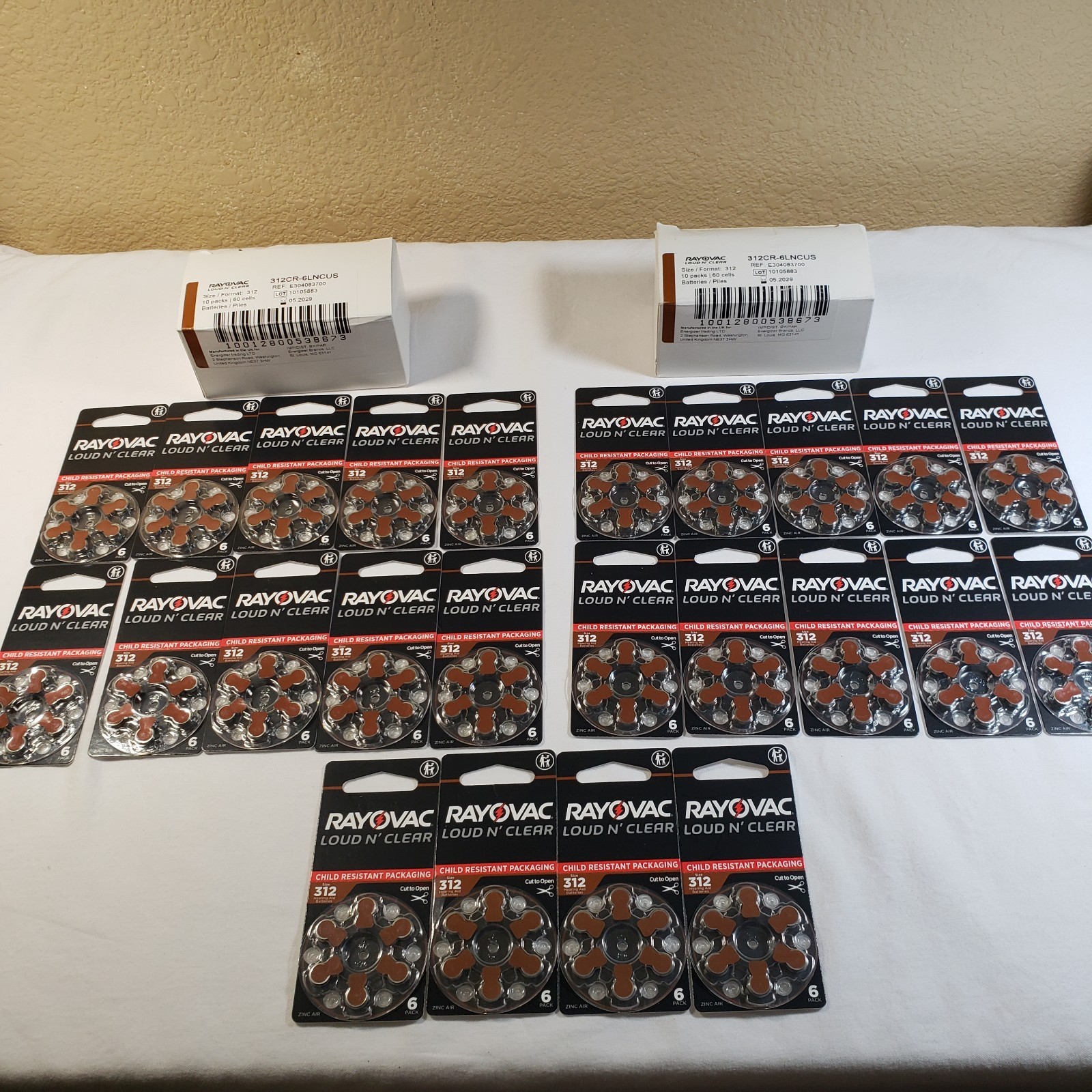 Rayovac Loud n Clear Hearing Aid Batteries Size 312 Brand New Lot 144 Cells