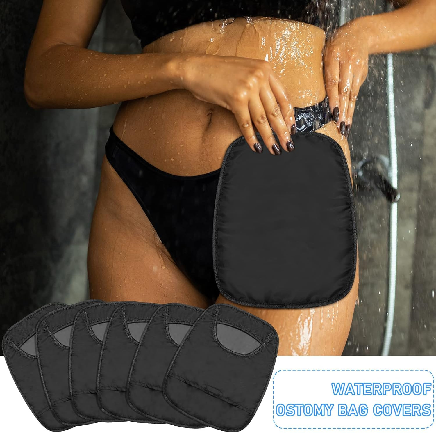 6 Pcs Ostomy Bag Covers Waterproof Ostomy Shower Cover Stretchy Lightweight Colo