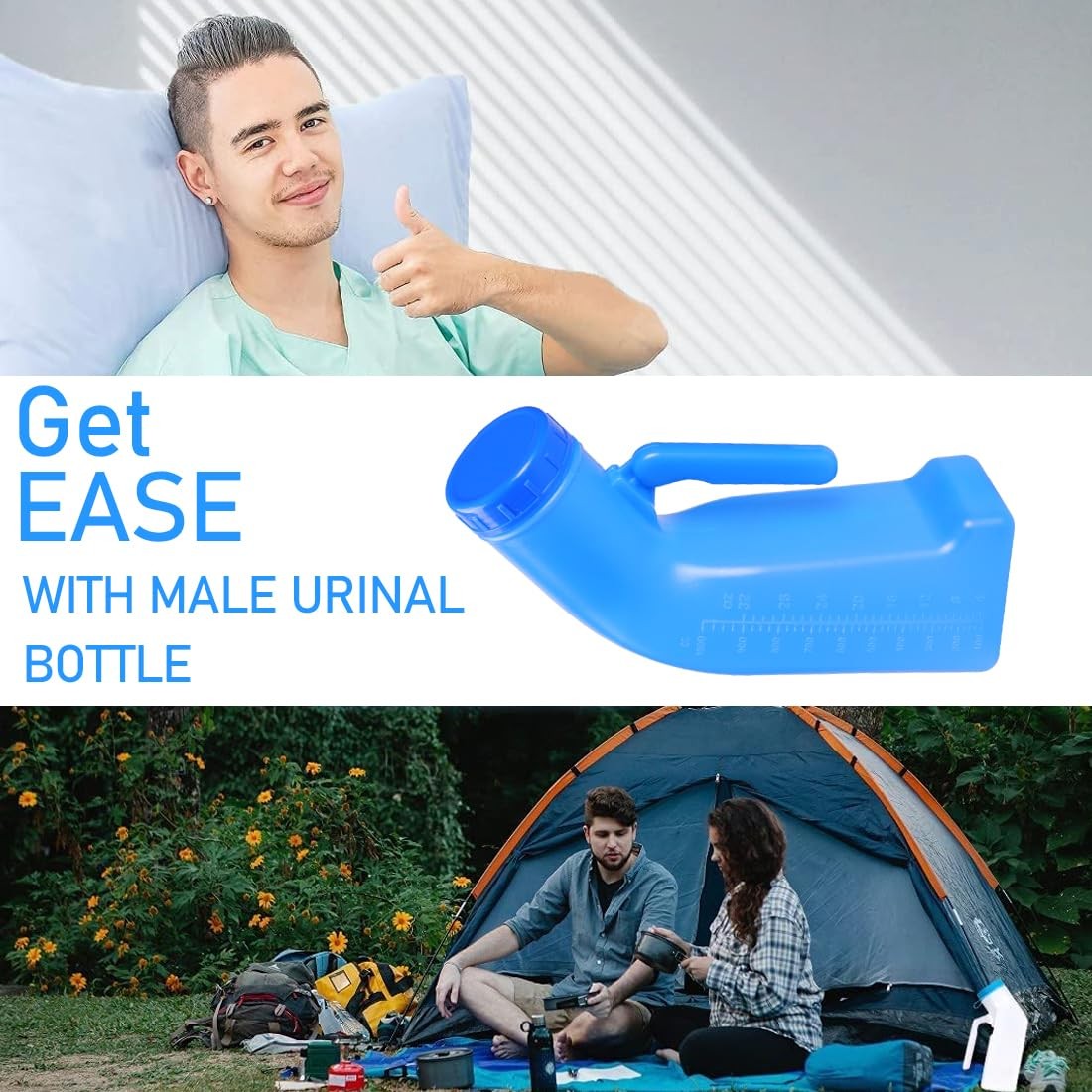 Urinal Bottle Male Urinals Portable Urine Bottle with Screw Lid 1200 ml Plast…