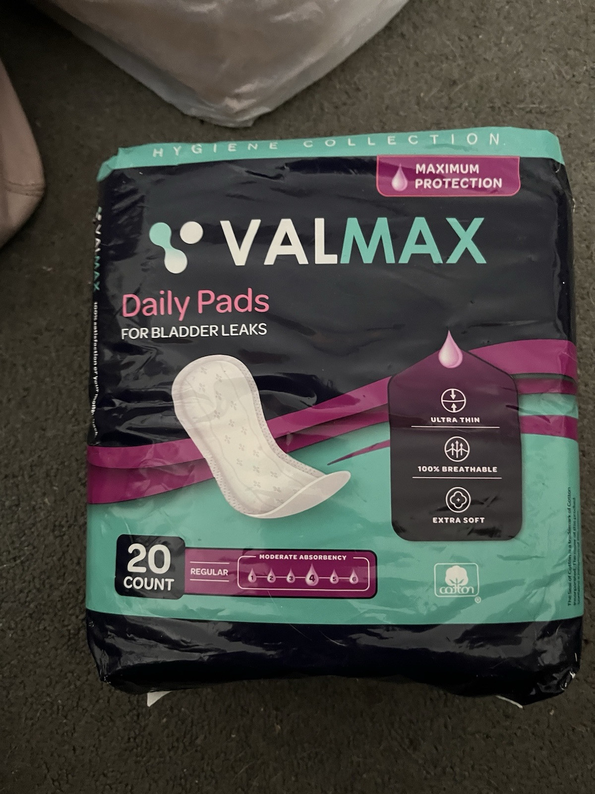 Valmax Daily Incontinent Pad 9-1/4″ L Regular Length Moderate, PK 20