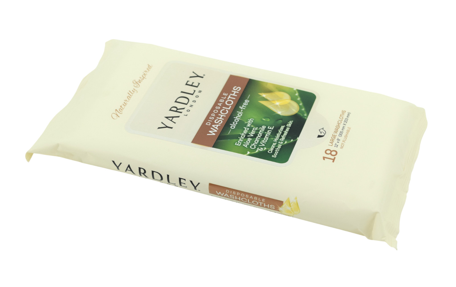 Yardley London Disposable Washcloths 3-Pack (54ct) 12×8 Body Wipes – Aloe Vera