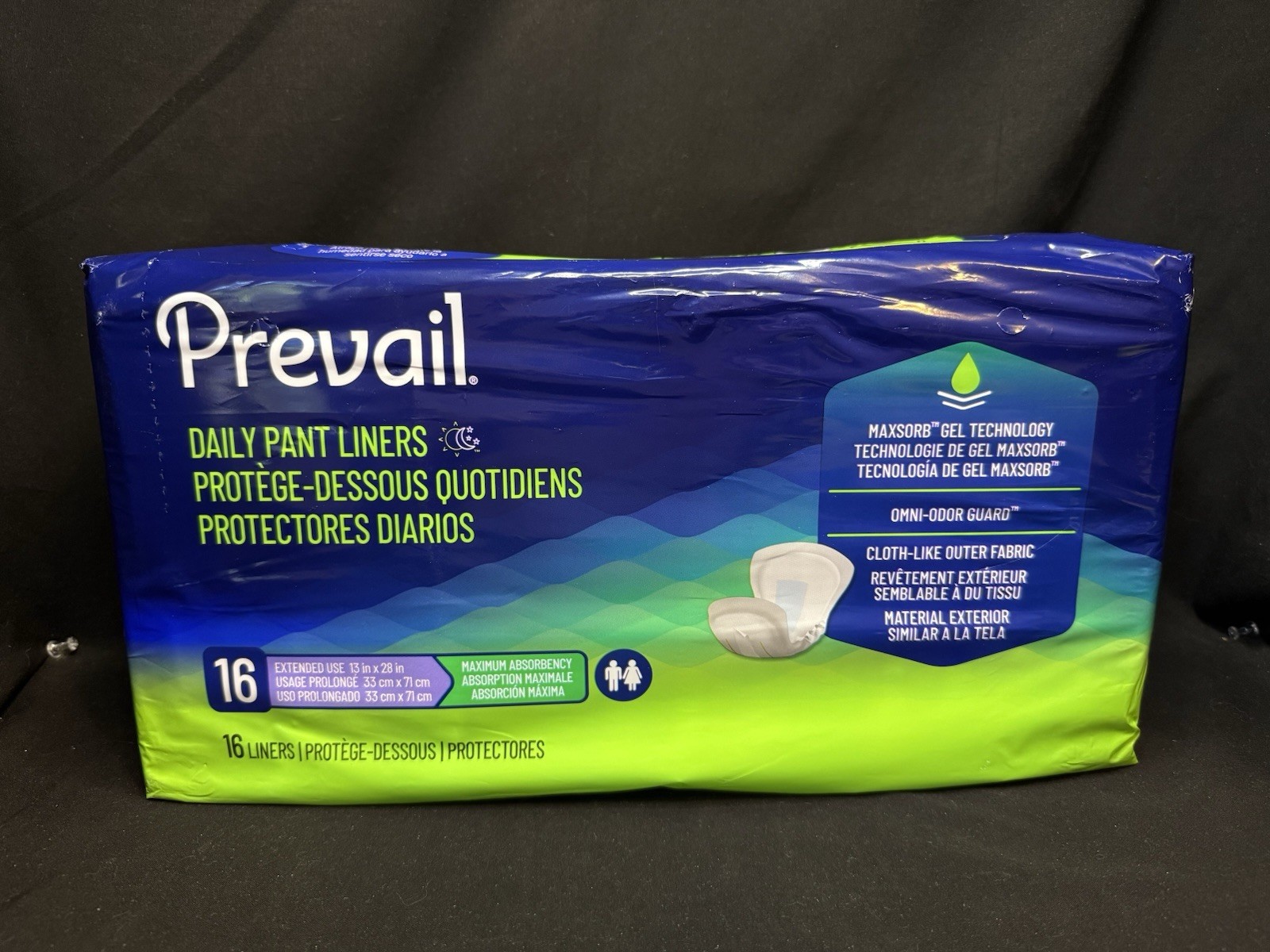 Prevail Incontinence Liner Extended Use Daily Pant Liners 13”x28”