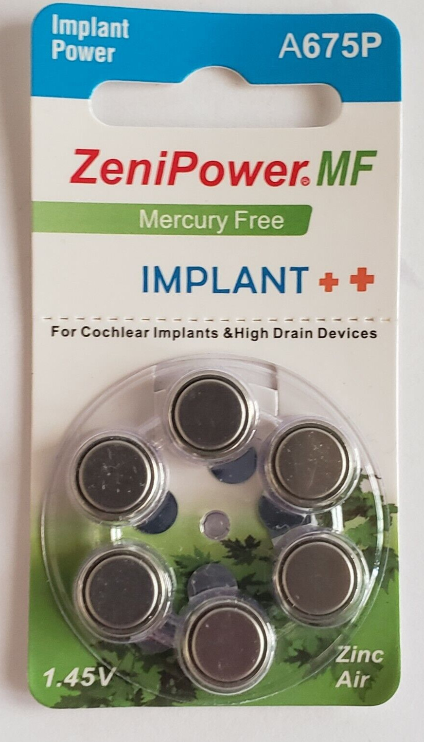 ZeniPower MF A675P Size Hearing Aid Batteries Cochlear Implant PR44P BBD 4/2022