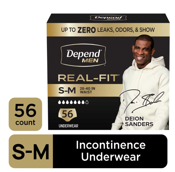 Depend Real Fit Incontinence Underwear for Men, Adult, S/M, Grey, 56 Count