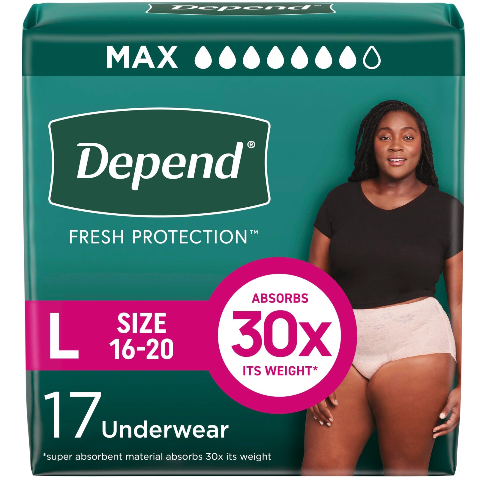Depend Fresh Protection Women’s Incontinence Underwear Maximum Absorbency Large