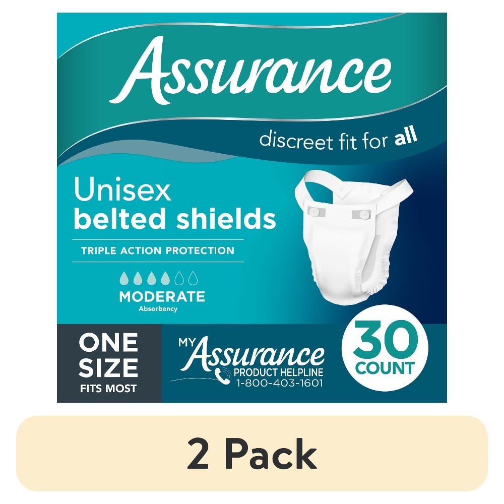 Unisex Incontinence Belted Shields Moderate Absorbency One Size Fits Most 30
