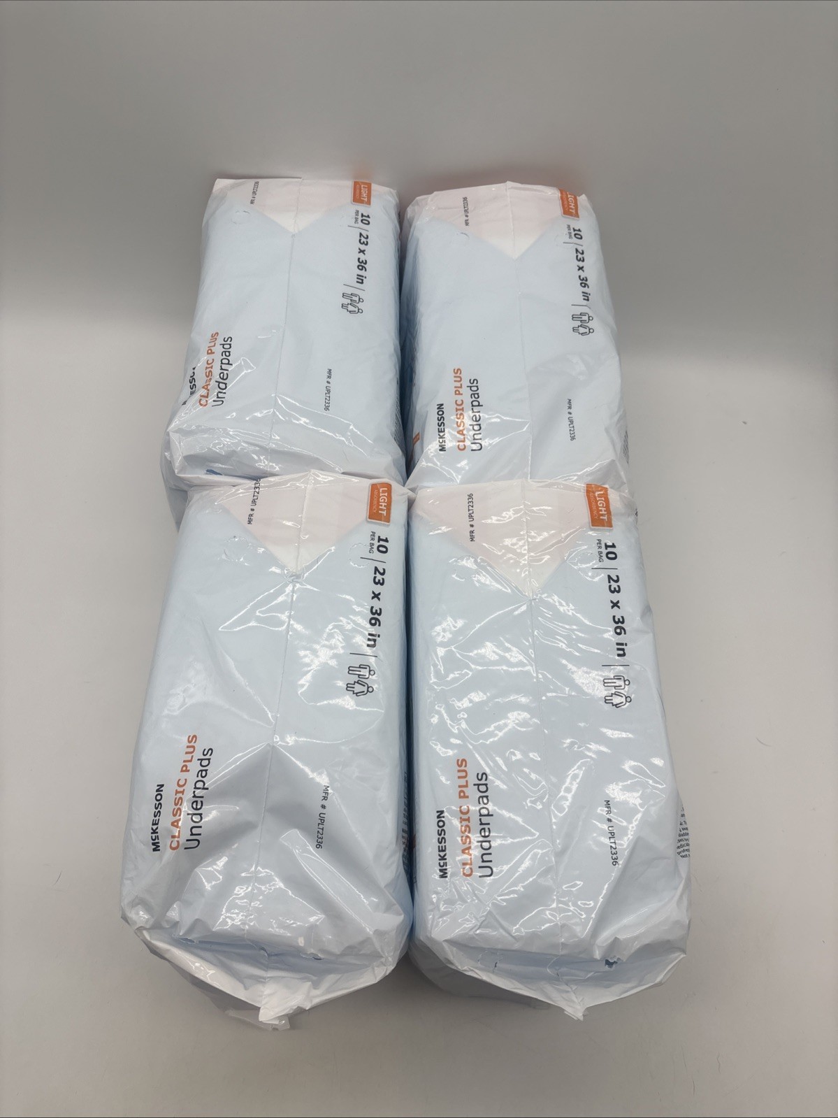 4 – 10 Ct McKesson Classic Plus Light Absorbency Disposable Underpads 23”x36”