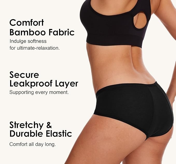 3pack Triangle Period Underwear High-waisted Leak-Proof 100% cotton women