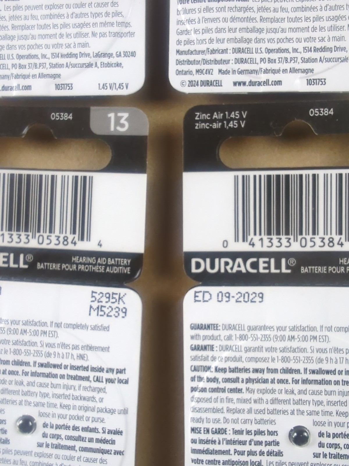 Duracell Hearing Aid Batteries Orange Size 13 32 Count Long-Lasting Exp. 9-2029