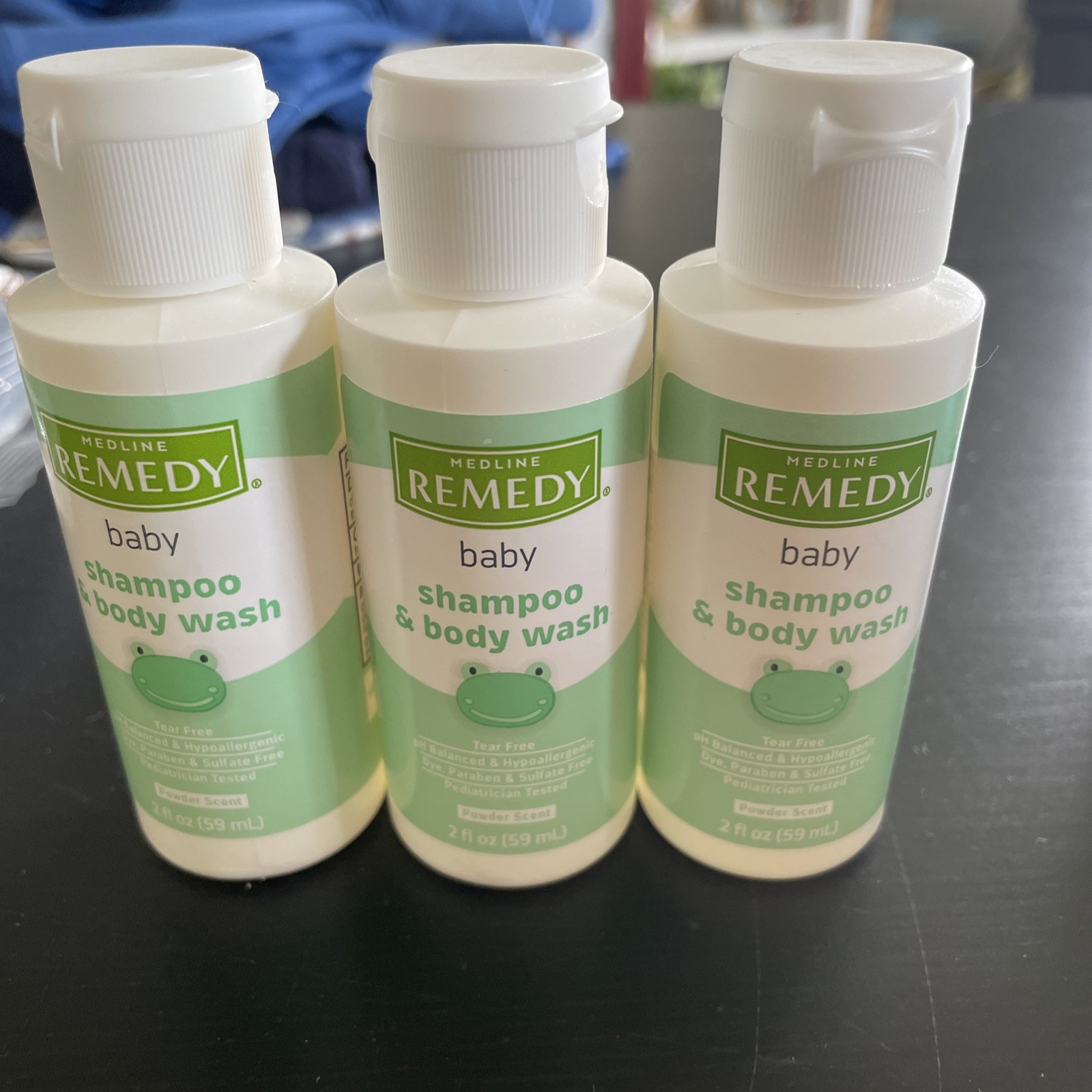 Remedy Baby Shampoo & Body Wash Tear Free Powder Scent Flip Top 2 oz. Lot of 3
