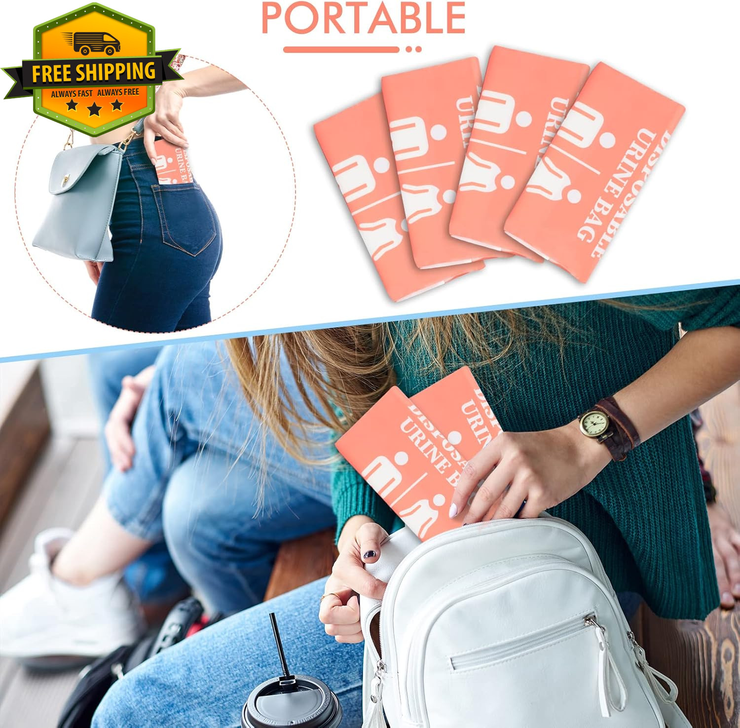 24PCS Disposable Urine Bags 800ML Portable Emergency Travel Urinal Set