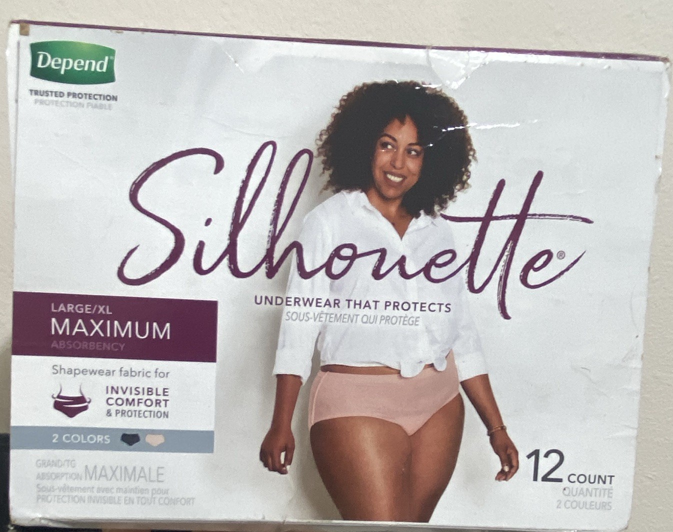 Depend Silhouette Women’s Incontinence Pants Maximum Absorbency L/XL 12 Ct