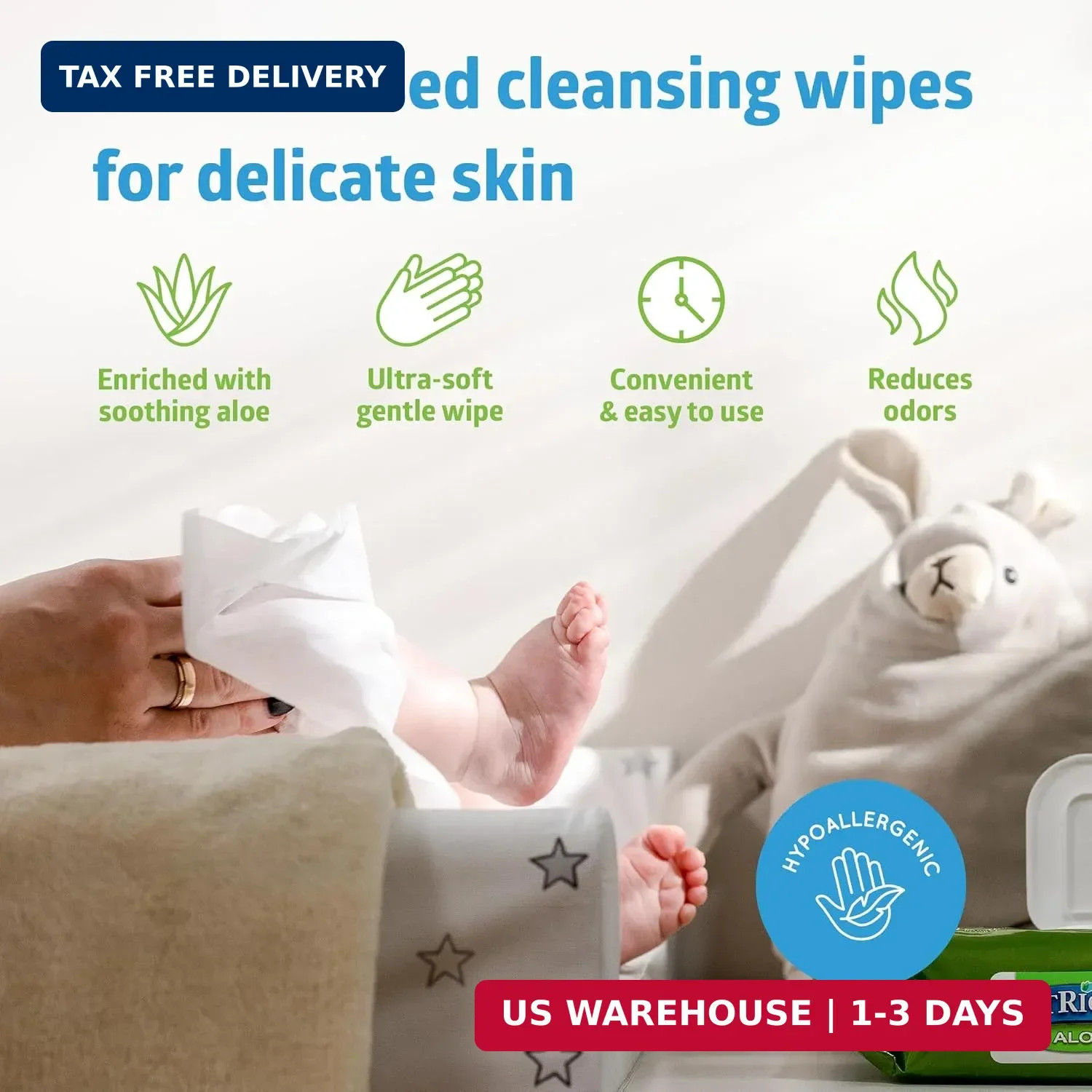 Medline FitRight Aloe Personal Cleansing Cloth Wipes, Scented, 576 Count, 8 x 10