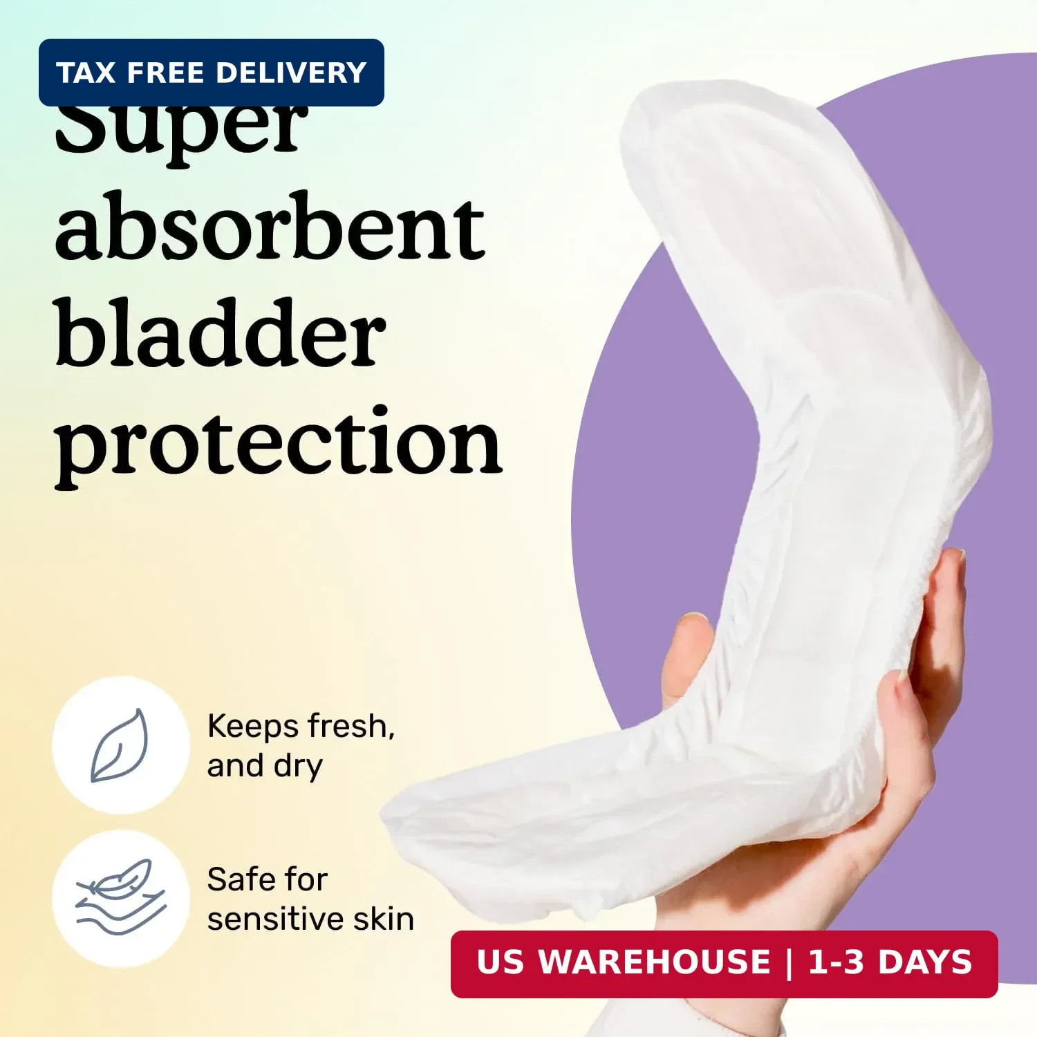 Because Overnight Incontinence Pads for Women – Moderate-to-Heavy Absorbency for
