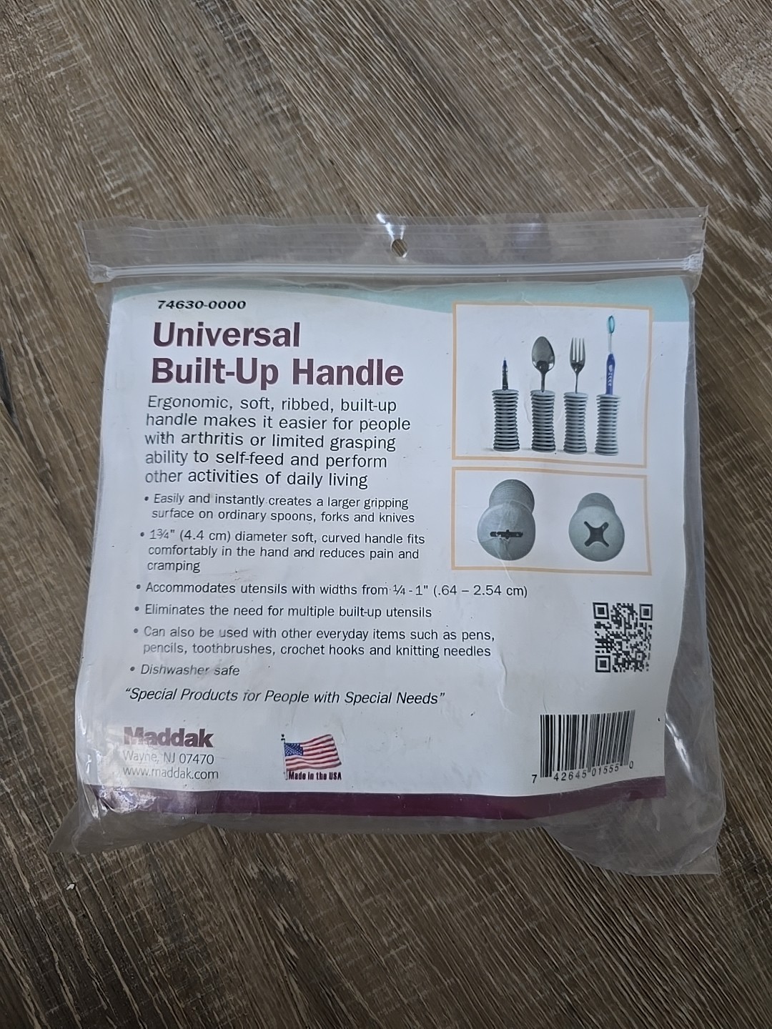 Maddak Universal Built-Up Handle For Utensil Self-Feed Crochet Hook Toothbrush