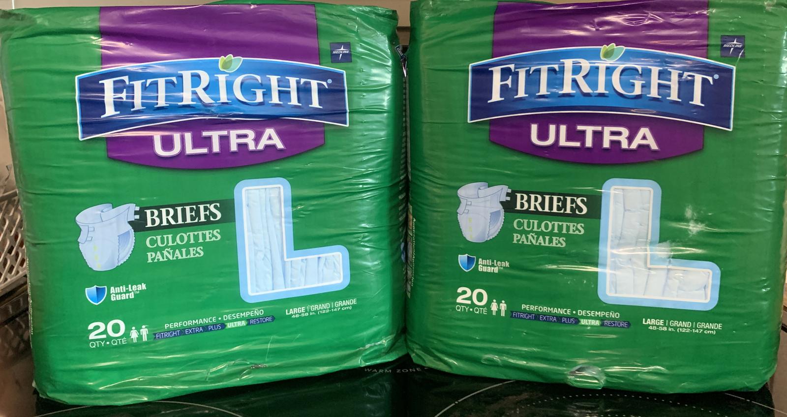 FitRight Ultra Briefs Large Adult Diapers 40 Quantity Fits 48-58 Inches New 2Pks