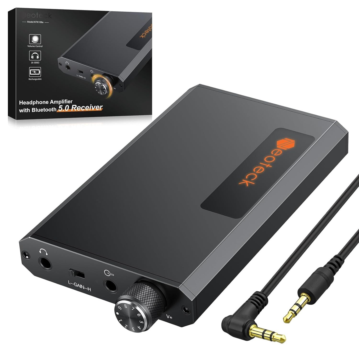 Neoteck Portable 3.5mm Headphone Amplifier with Bluetooth 5.0 Matte Gray