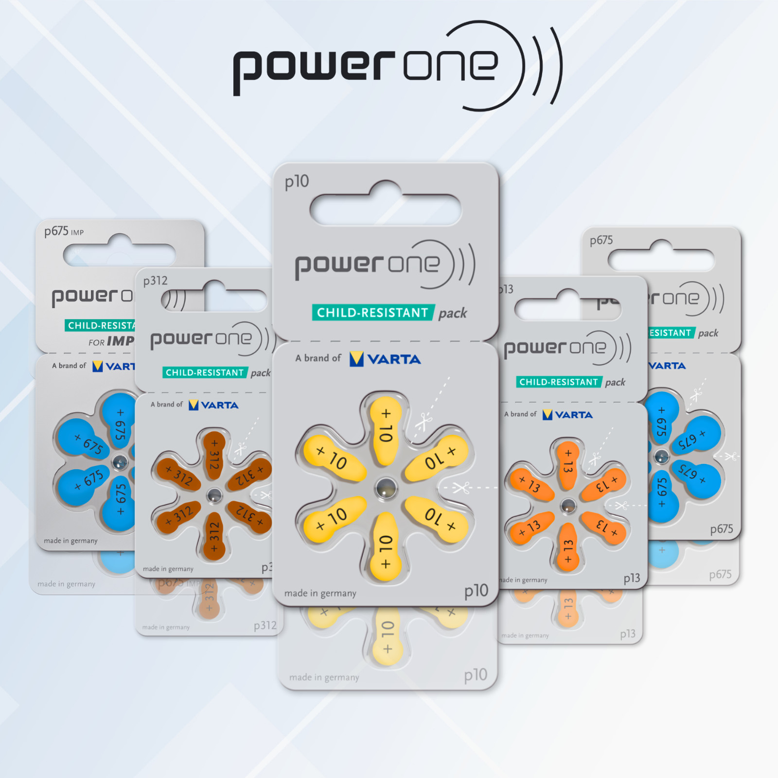 Power One PR44 Size 675 MF 0%Hg Zinc Air Hearing Aid Batteries (12 Pack)