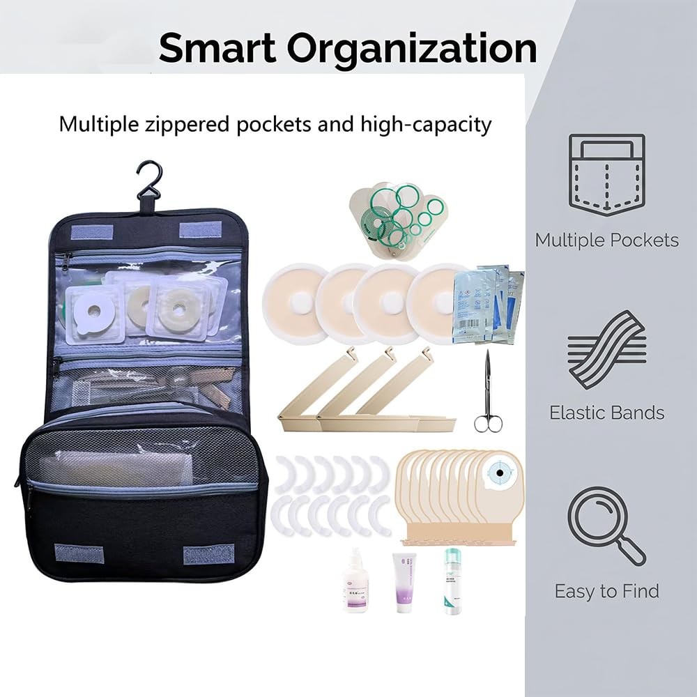 Ostomy Colostomy Travel Bag kit with Ostomy Scissors Hanging Organizer Bag fo…