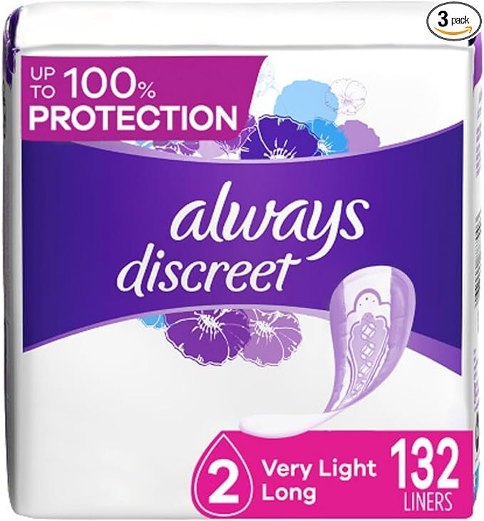 Always Discreet Adult Incontinence & Postpartum Liners For Women, Size 2