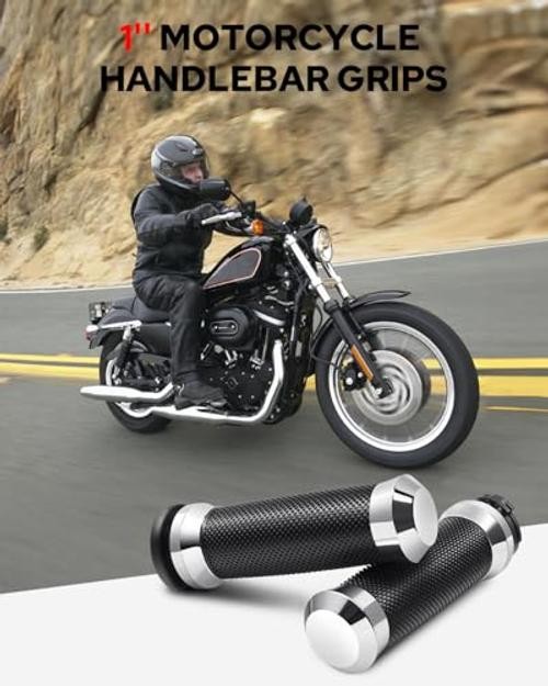 1inch Handlebar Grips, Cable Throttle Control Hand Grips Fit for Harley Chrome