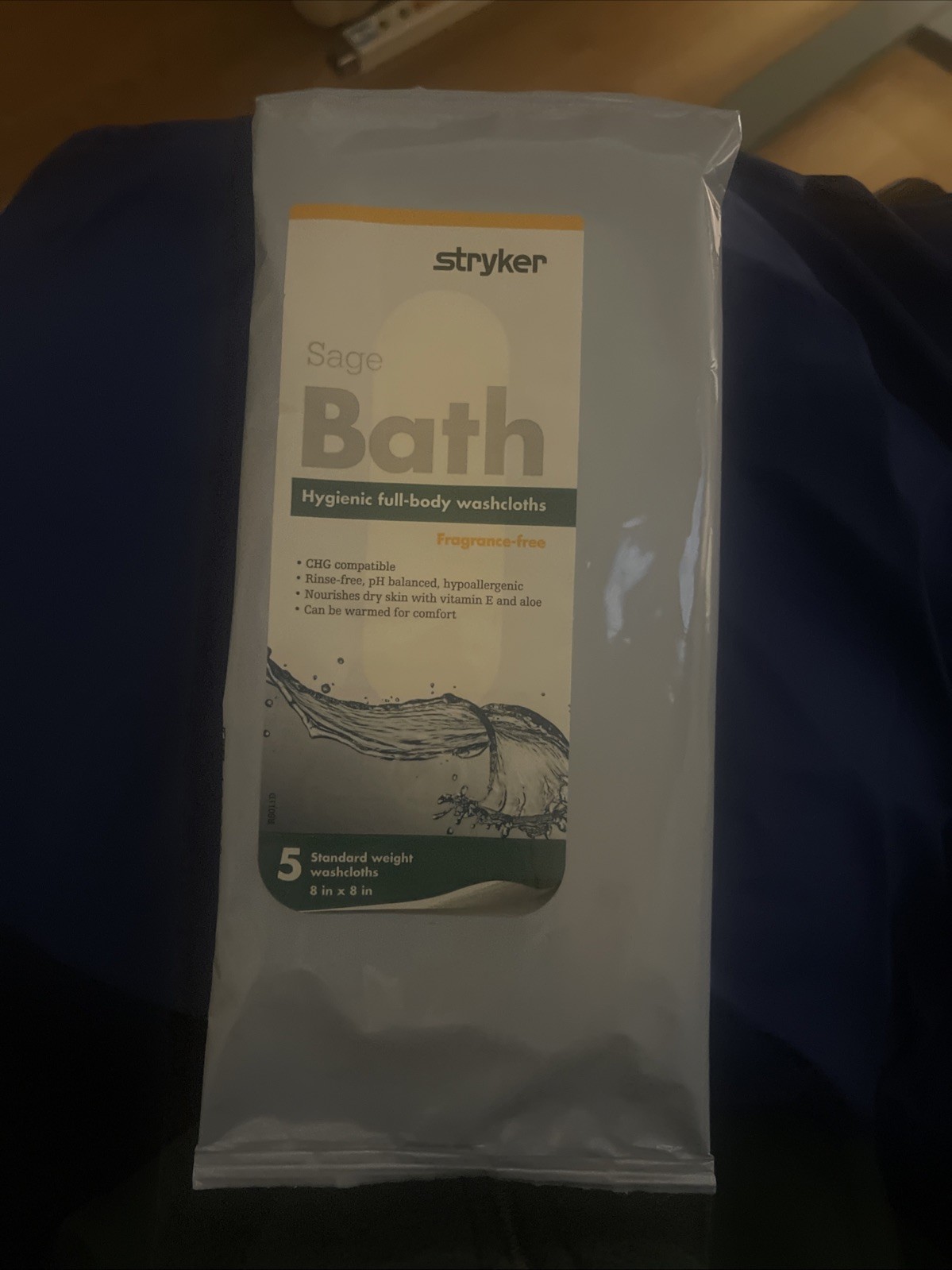 Stryker – Sage Essential Bath Cleansing Washcloths – 1 Package 8 Cloths NEW