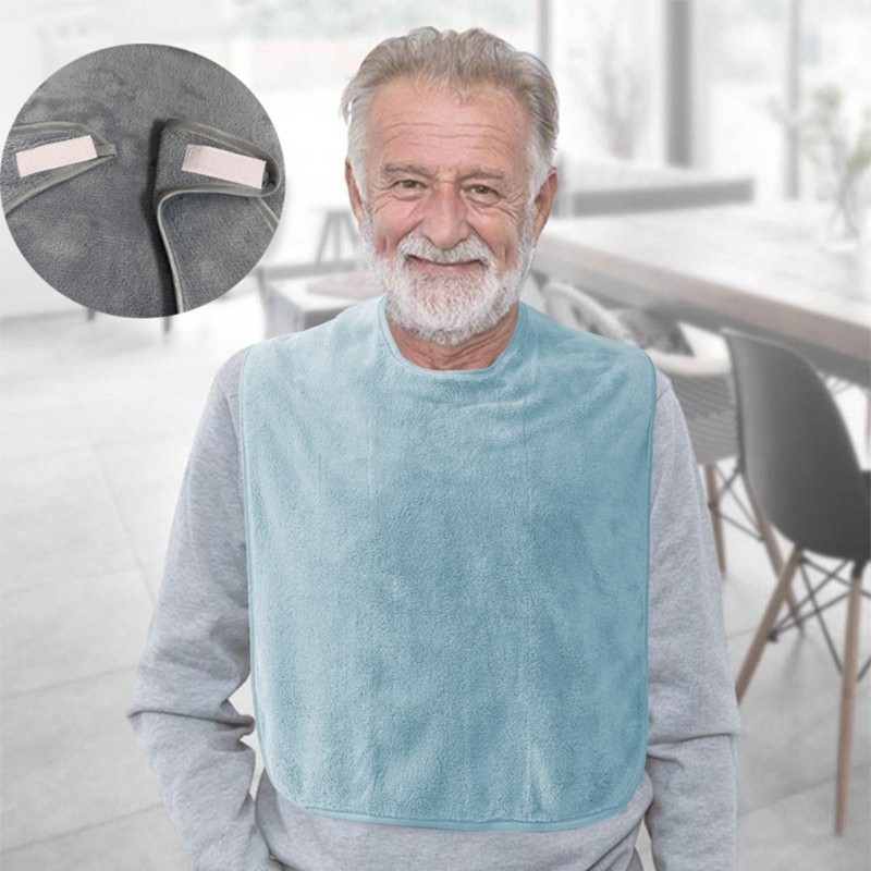 Coral Fleece Eating Garment Cover Adult Elderly Large Towel Bib for Men Women