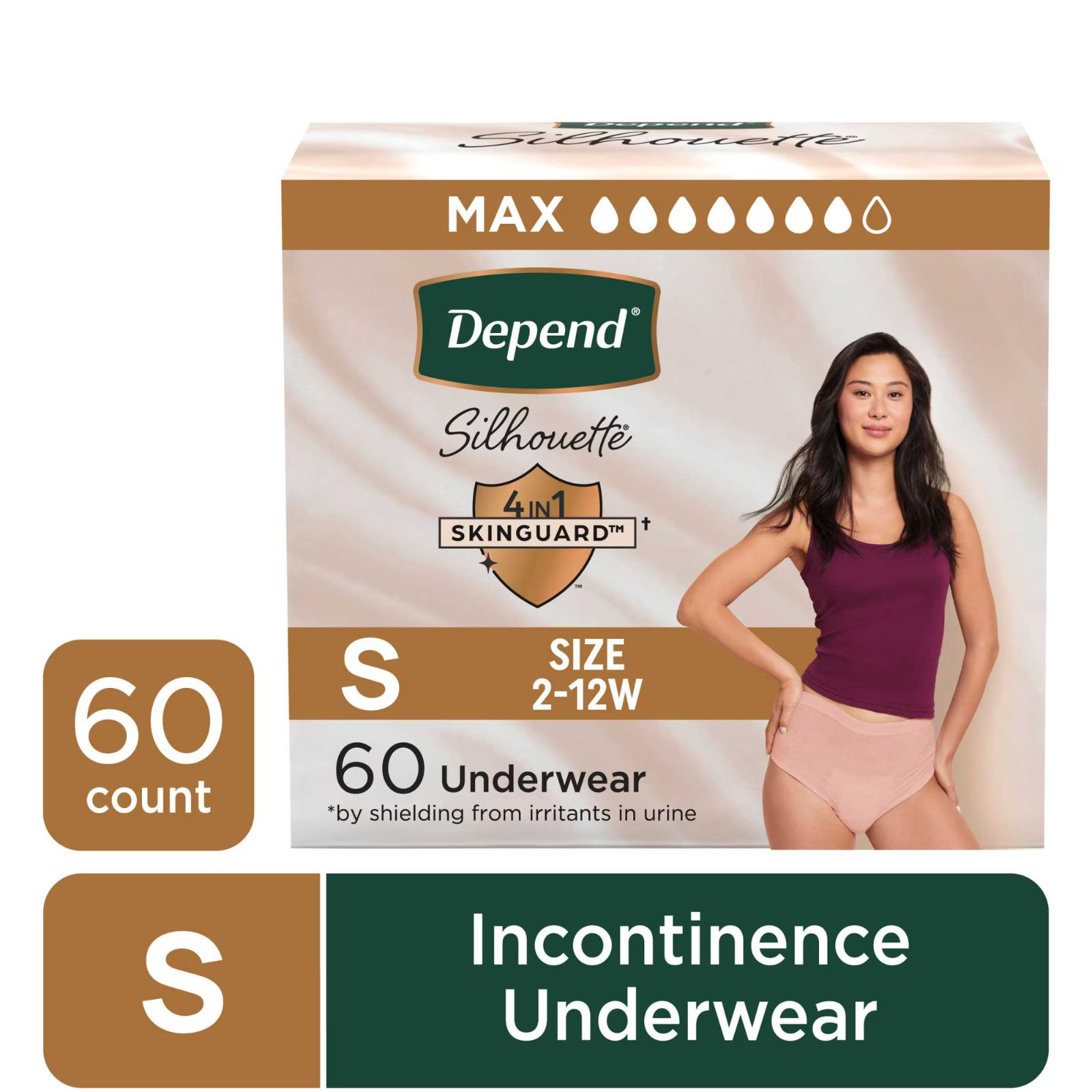 Depend Silhouette Bladder Control Underwear Women Size Small 60 Ct Max Absorb