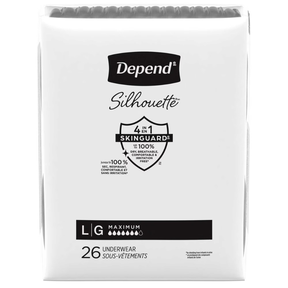 Depend Silhouette Incontinence Underwear for Women, Postpartum, Large, 52 Count