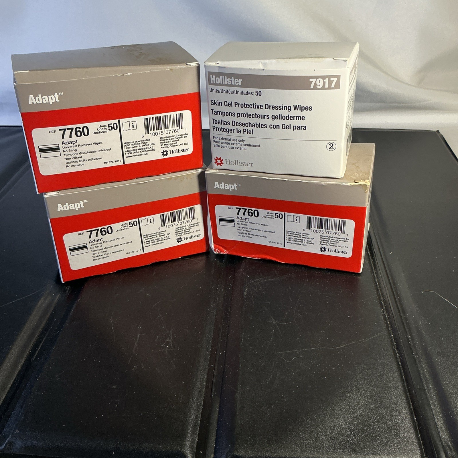 4 BOXES HOLLISTER OSTOMY WIPES PRODUCTS 7917 AND 7760