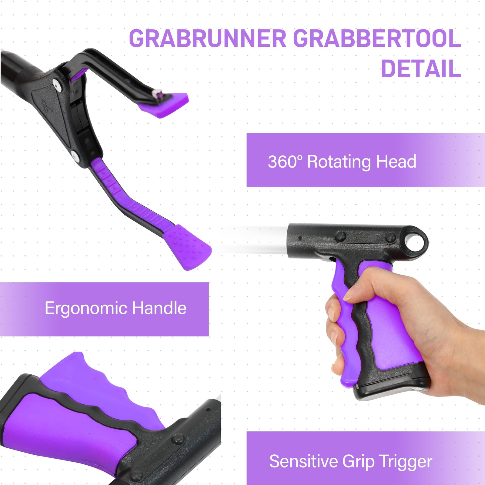 32 inch GrabRunner Folding Reacher Grabber Tool 32 Inch (Pack of 1), Purple