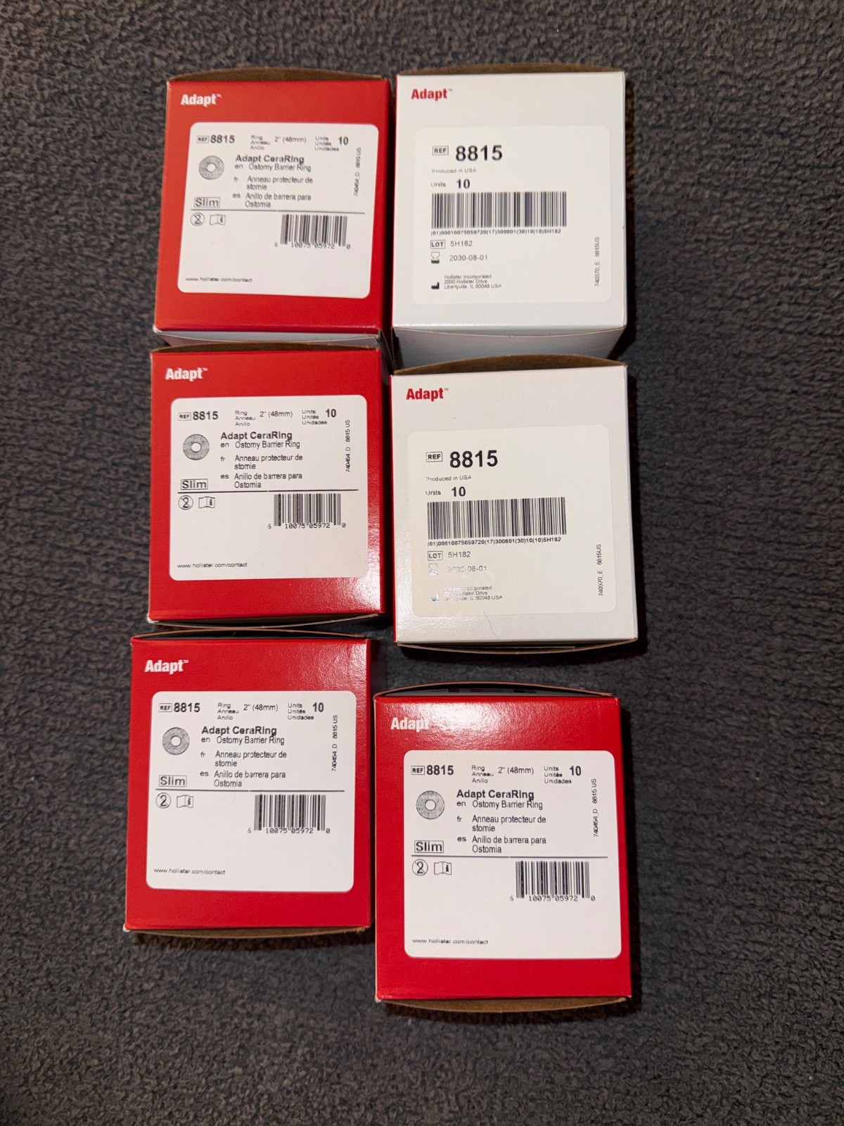 Hollister 8815 Adapt CeraRing Slim Ostomy Barrier Ring 2″Exp 2029 6 BOX LOT