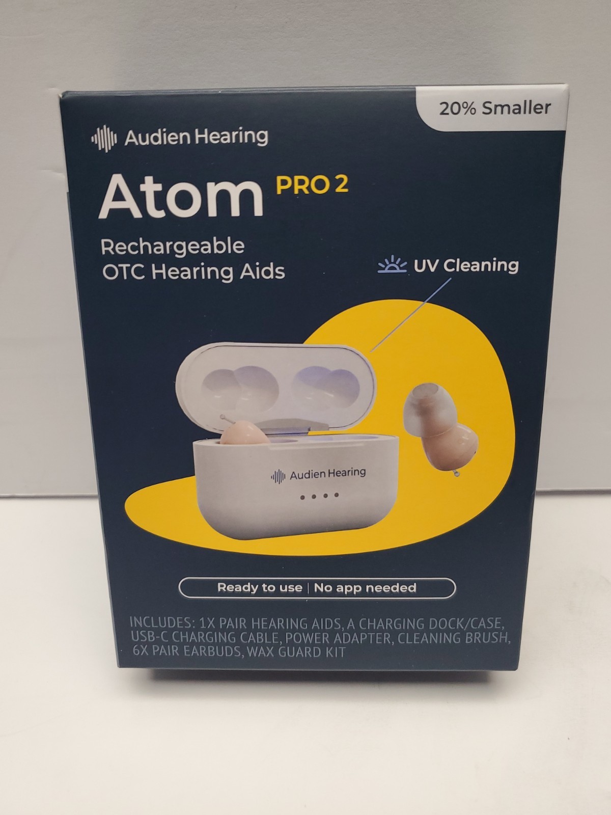 Audien Atom Pro 2 Rechargeable OTC Hearing Aids Wireless Hearing Amplifier