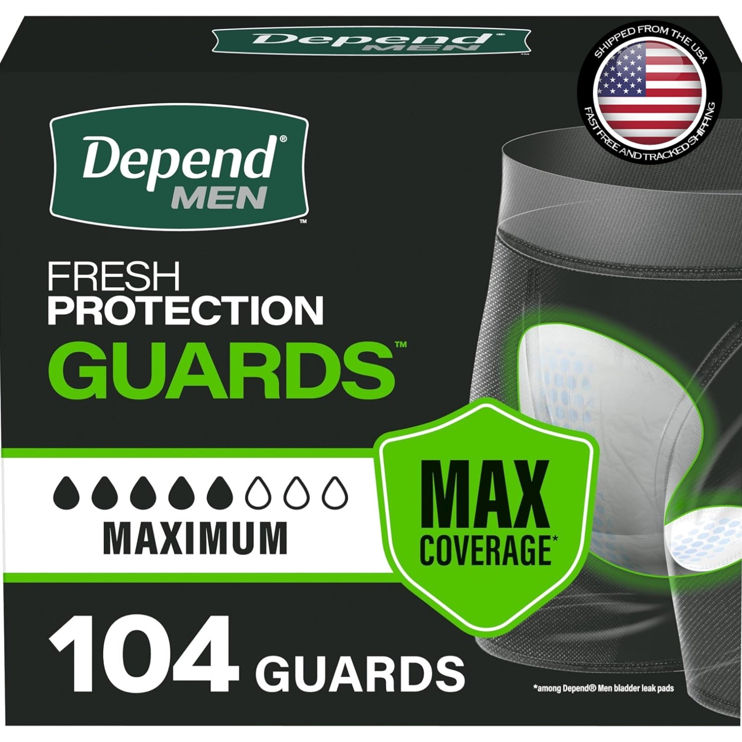 104 Count Maximum Absorbency Incontinence Pads for Men – Odor Control & Comfort