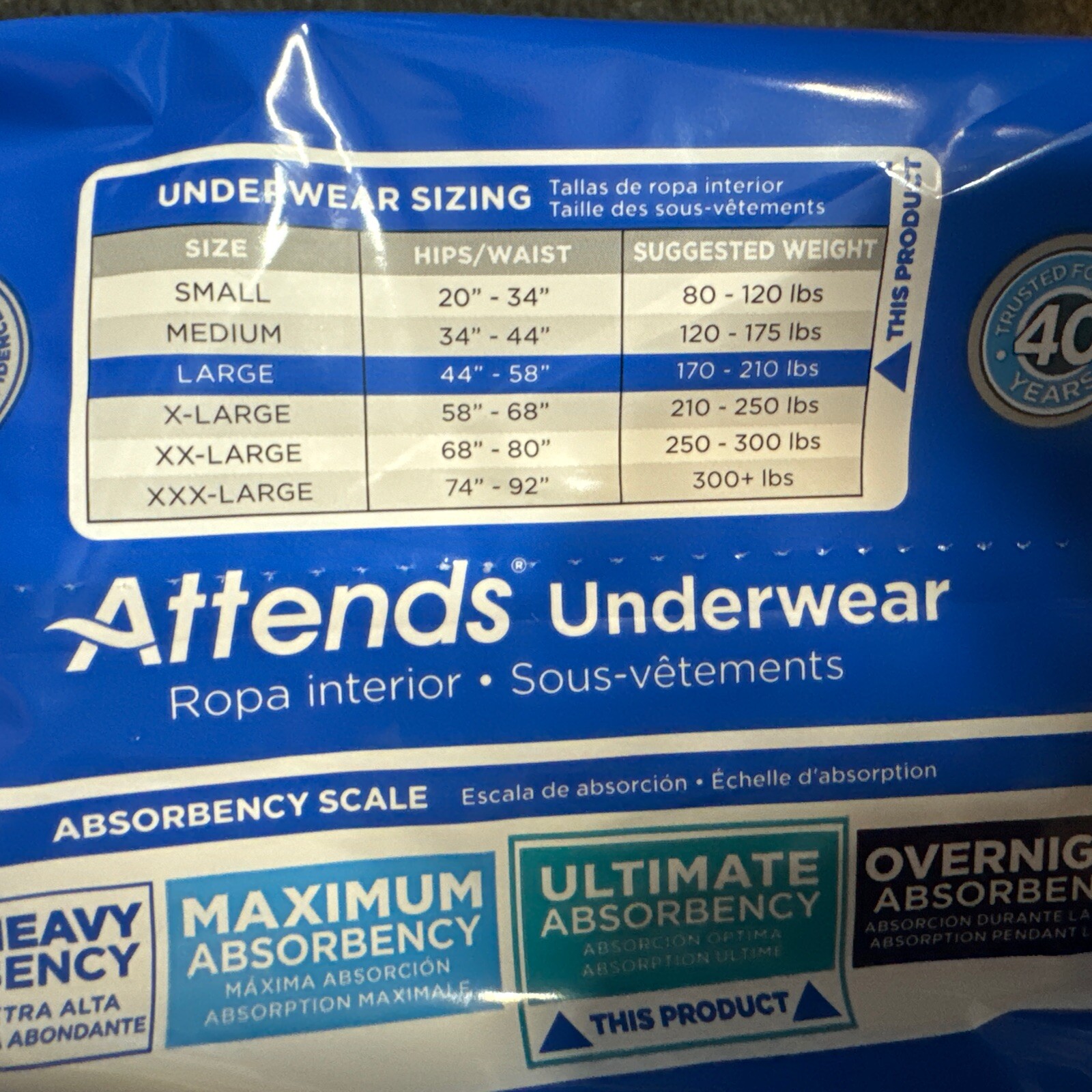 Attends Disposable Underwear Large 44-58″ – Ultimate Absorbency APP0730 72 Count