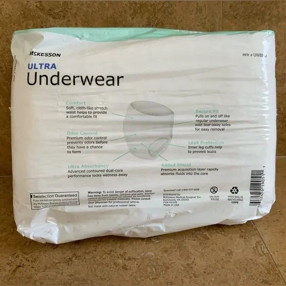 McKesson Adult Disposable Pull On Up Underwear Diapers M Heavy Absorbency 20 Ct