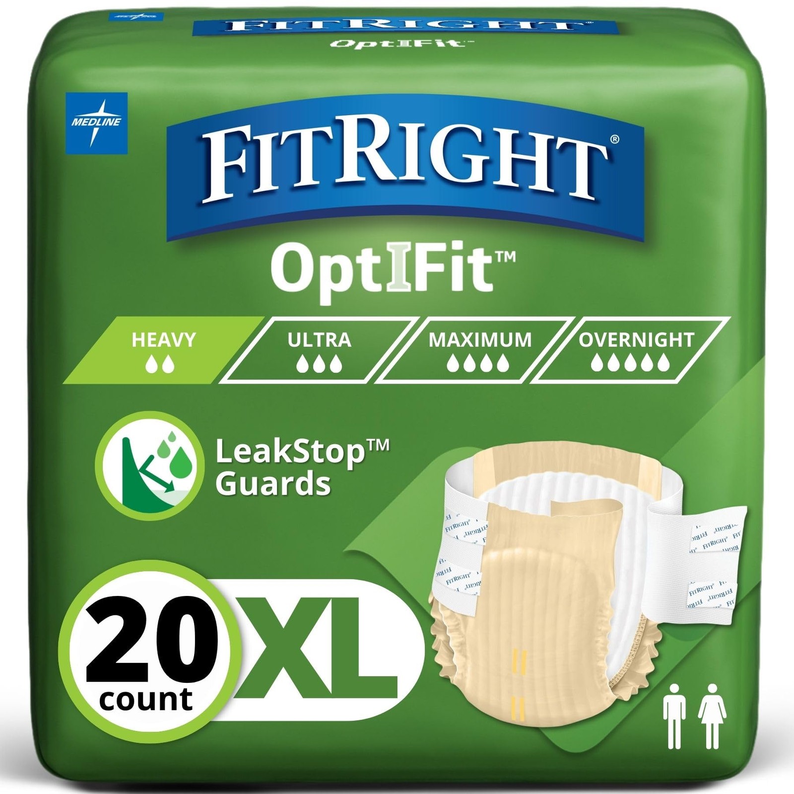 Adult Diapers Extra Heavy Absorbency XL Disposable Incontinence Briefs 20 Ct