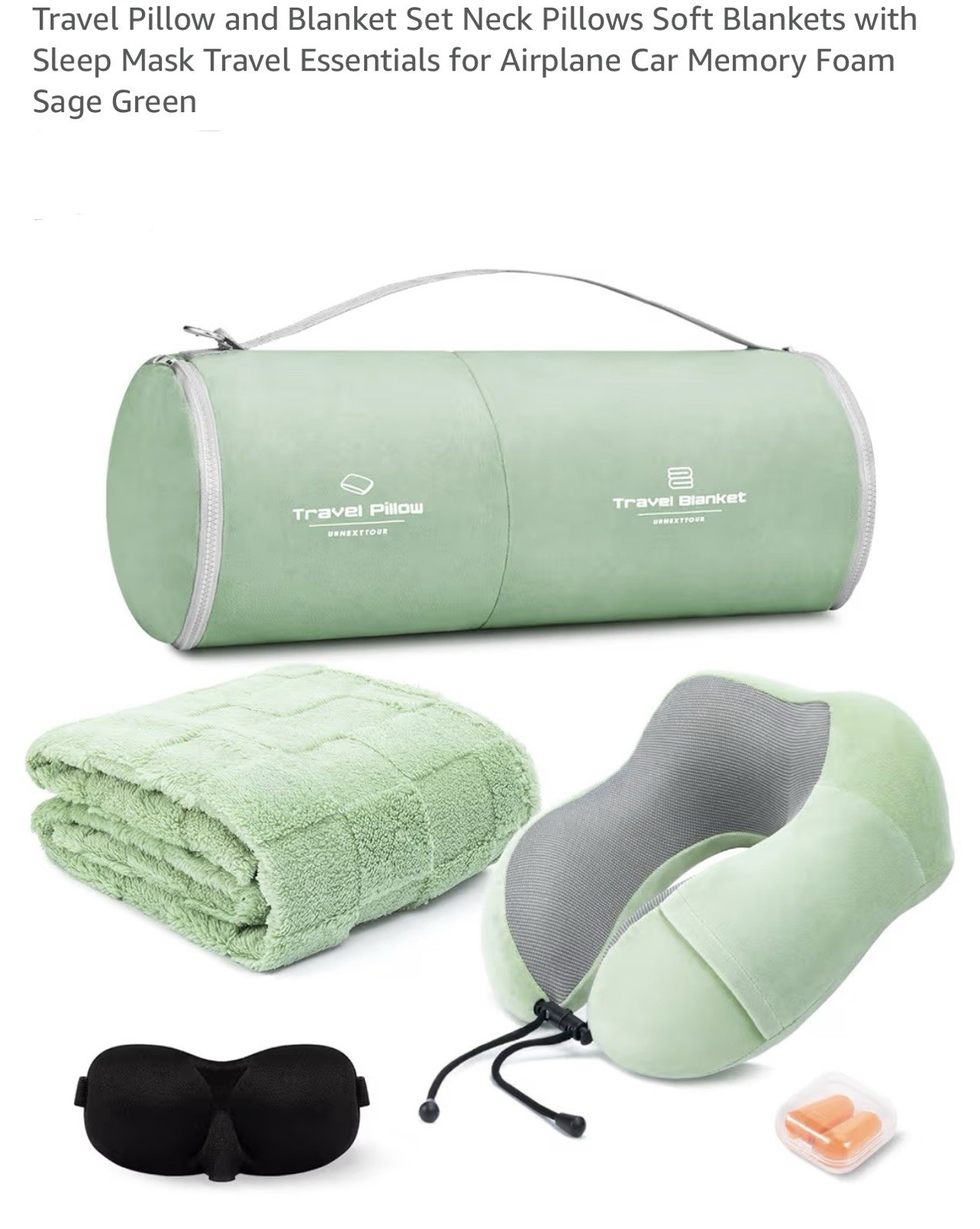 Travel Pillow and Blanket Set Neck Pillows Soft Blankets with Sleep Mask ..