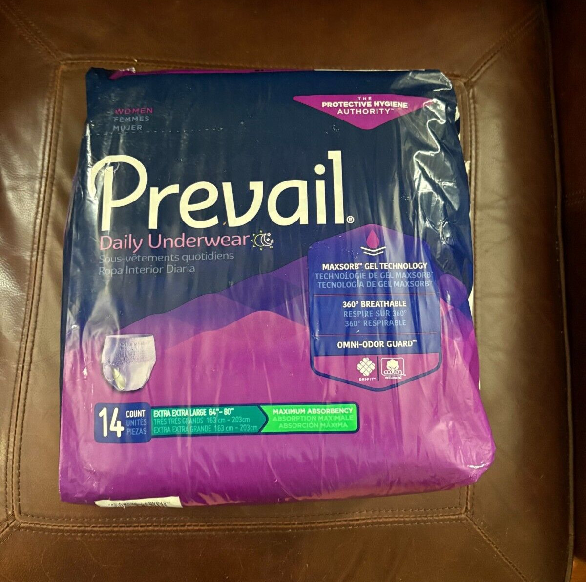 Prevail Daily Underwear 14 Ct Extra Extra Large 64″-80″ 2XL Maximum Absorbency