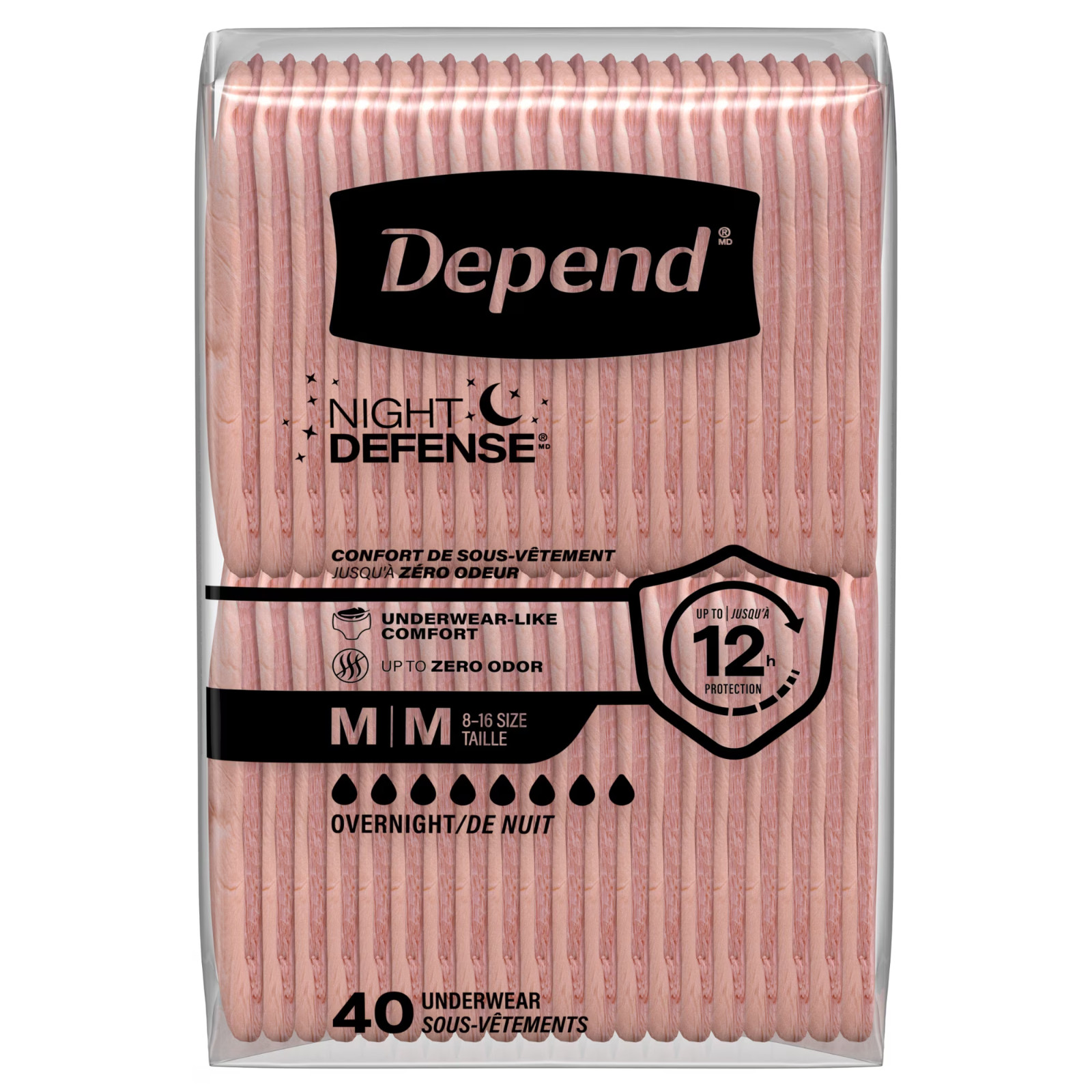 Depend Night Defense Incontinence Underwear for Women Medium 80 Count