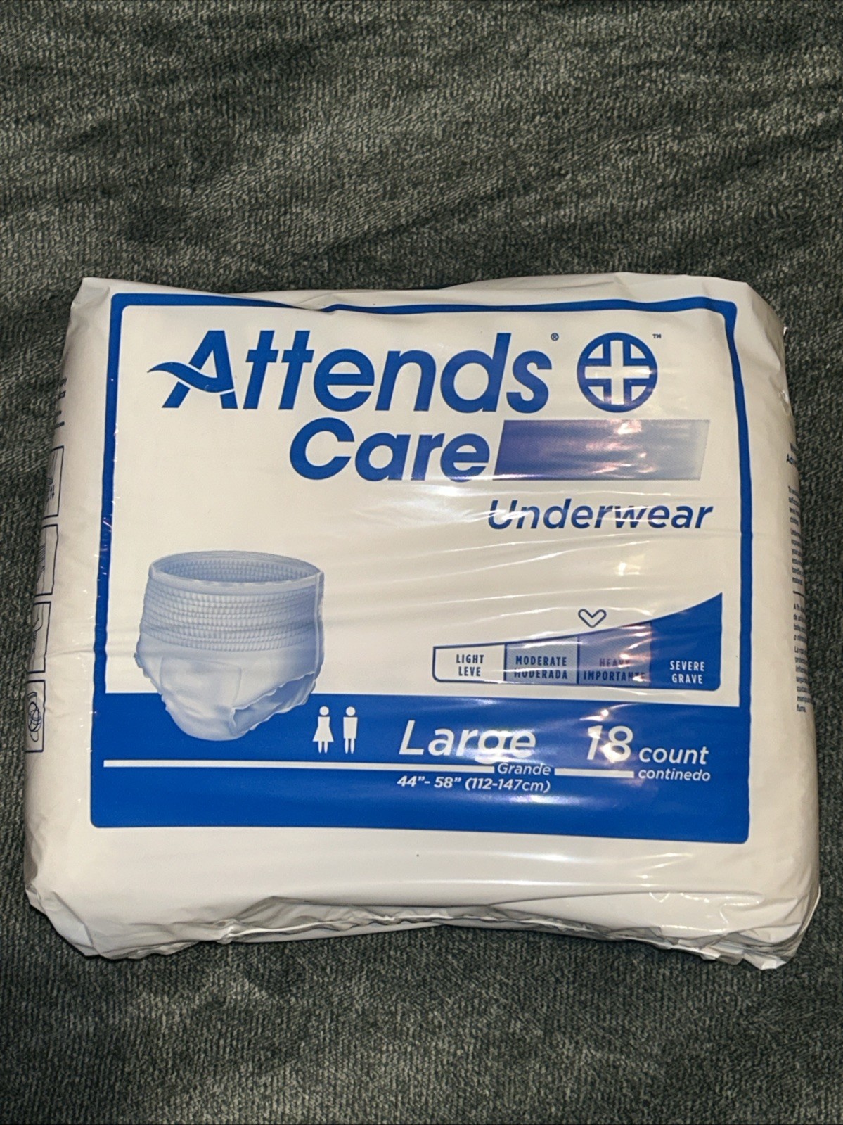 Attends Care Adult Underwear Diapers Large 44”-58” 4×18 Total 72 Free Shipping