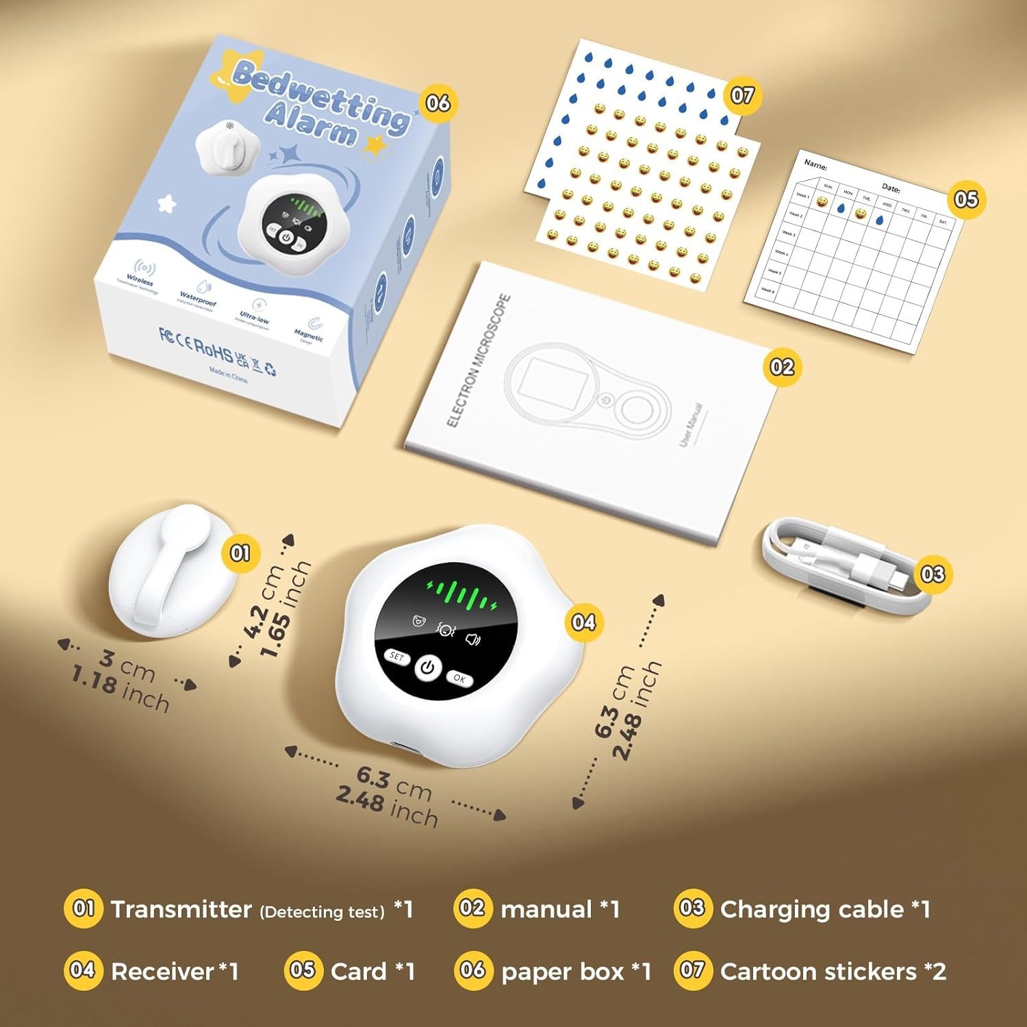 Bedwetting Enuresis Alarm Wireless for Boys and Girls, Compact & Comfortable NEW