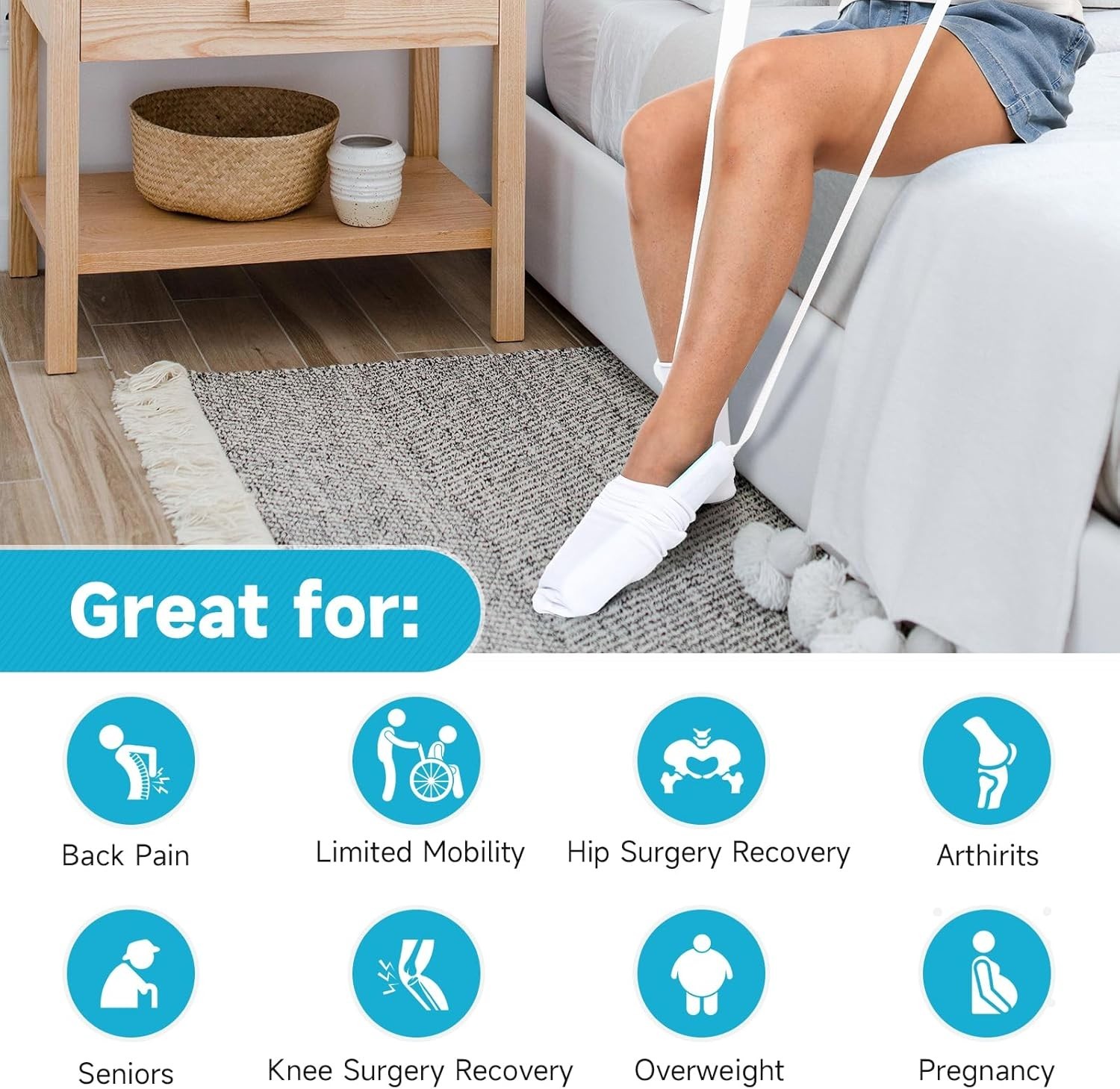 Terry Cloth Sock Aid & Adjustable Pants Helper for Elderly – Regain Independence