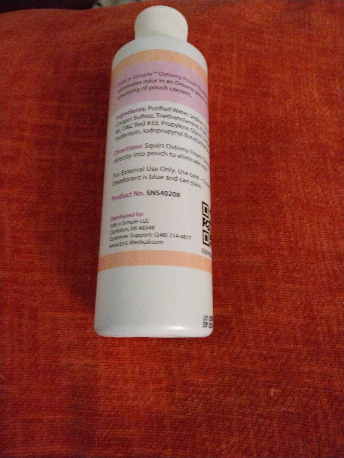 Safe n’ Simple #SNS40208 Ostomy Pouch Deodorant Unscented 8oz
